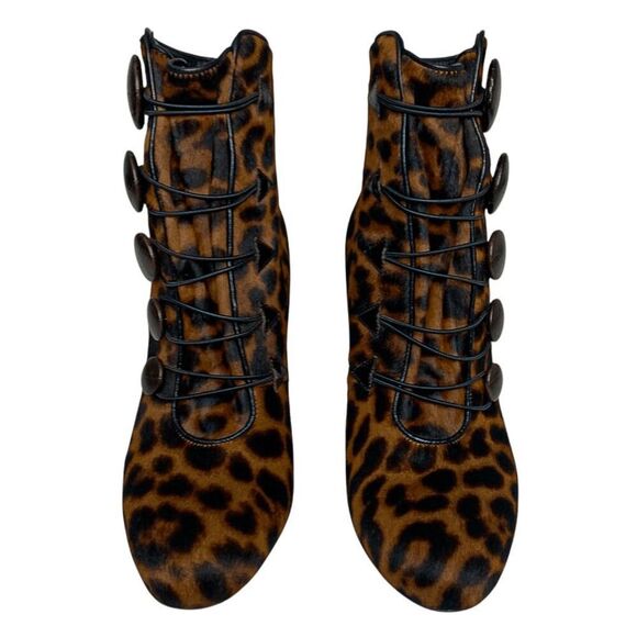 Christian Louboutin Booton 85 Boots EU 36.5 Calf Hair Brown Animal Print Heels - Picture 3 of 11